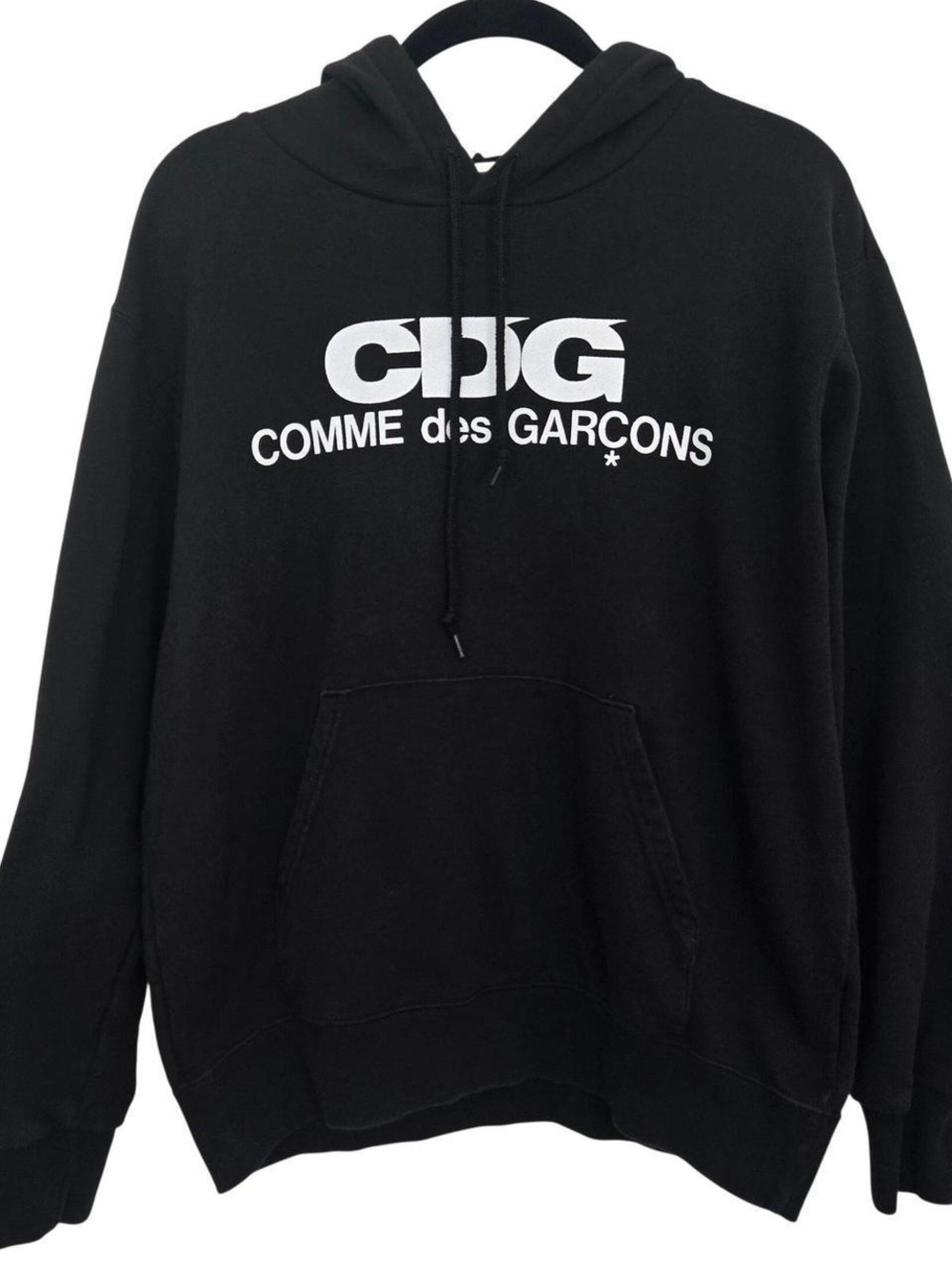 Comme des Garcons Black Pullover Hoodie with White Logo